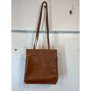 FLORENCE MADE IN ITALY BROWN LEATHER EXPANDABLE DOUBLE HANDLE BAG 10 X 10